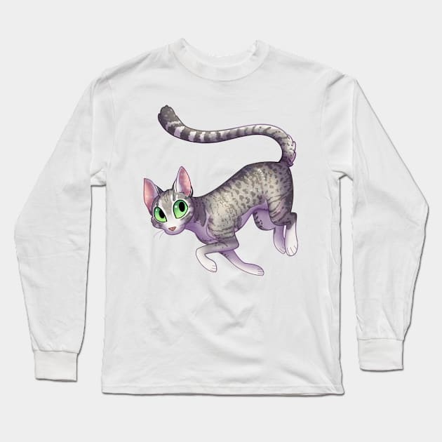 Cozy Gray Tabby Long Sleeve T-Shirt by Phoenix Baldwin